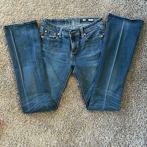 Miss Me boot cut midrise decorated pockets size 28 jeans
